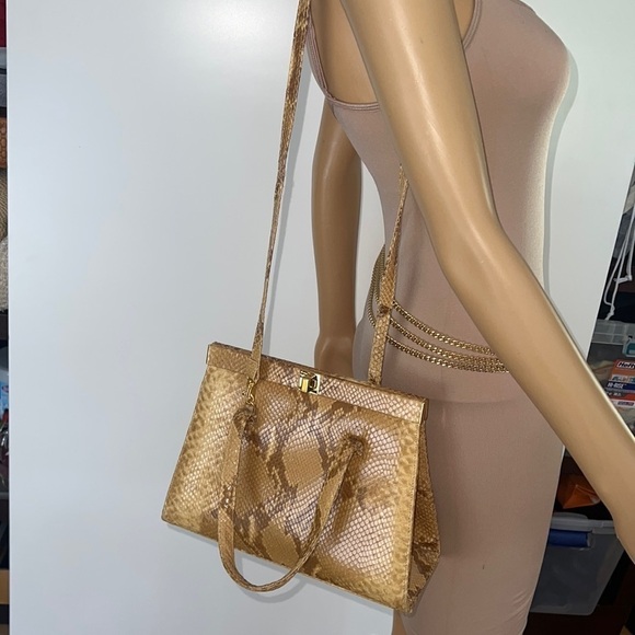 Susan Gail Python Structured Hand Bag Shoulder Bag - Picture 2 of 12